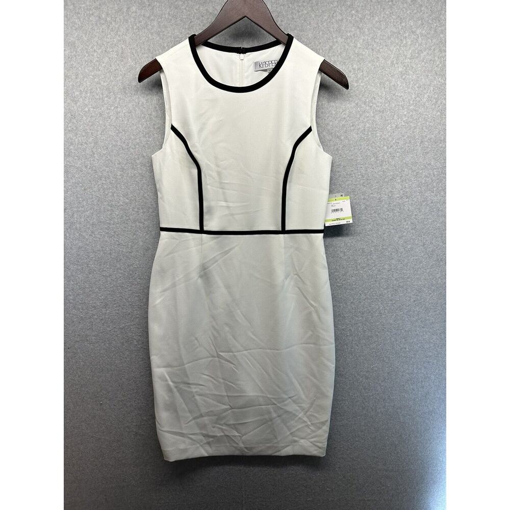 Kasper Womens Dress White & Black Size 4 Straight/Pencil Sleeveless NWT